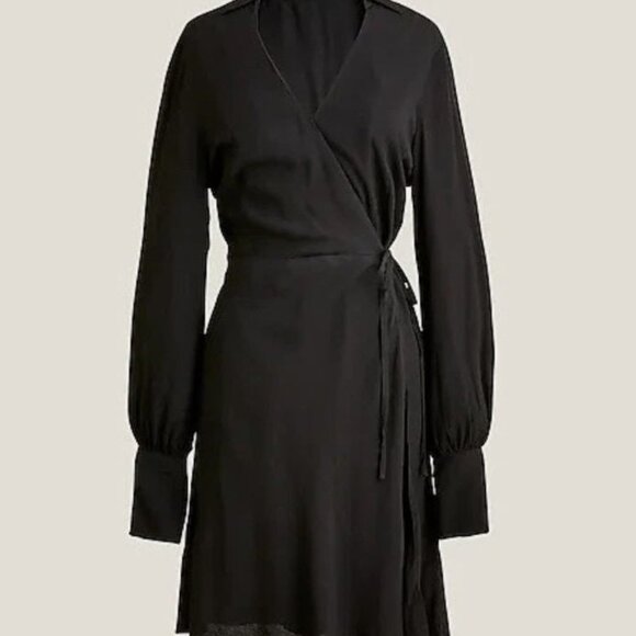 New J. Crew Drapey Wrap Dress in Drapey Black Size 8 BD409 MSRP $128 - Picture 3 of 6